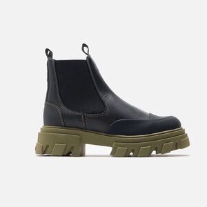 Ganni Men's Black and Green Chunky Boots